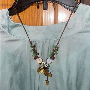 Nakamol Green and Gold Beaded Necklace